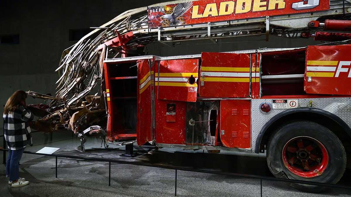 Damaged fire truck at the 9/11 museum in NYC