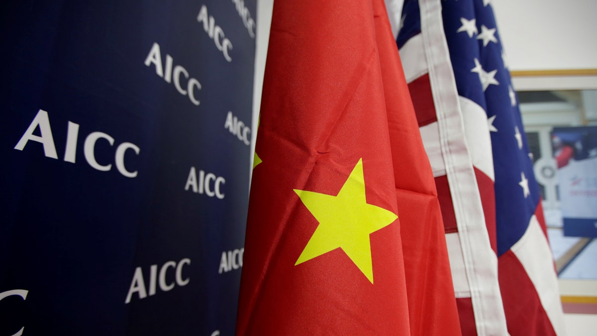 Flags of U.S. and China 