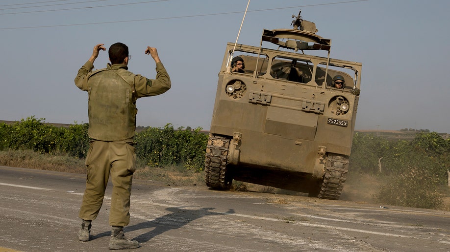 Israeli military vehicle near Gaza