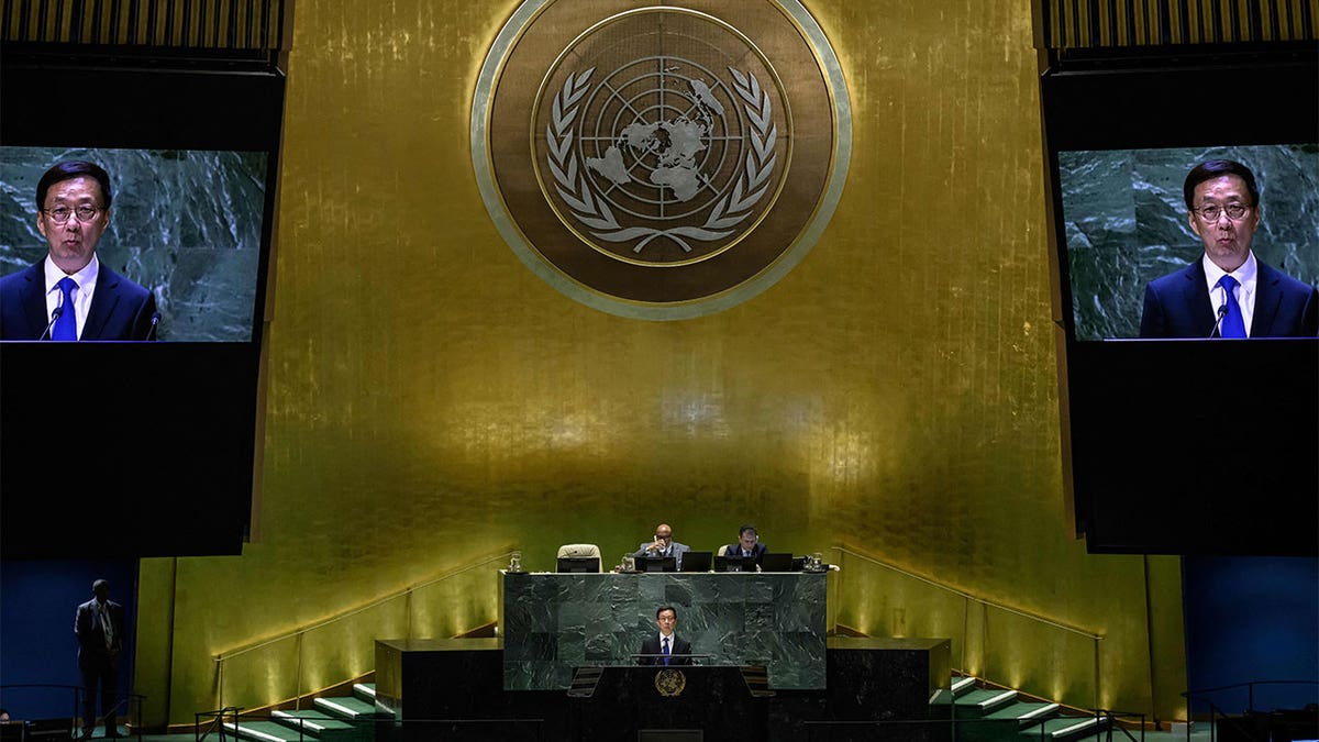China's Vice President Han Zheng addresses the United Nations General Assembly