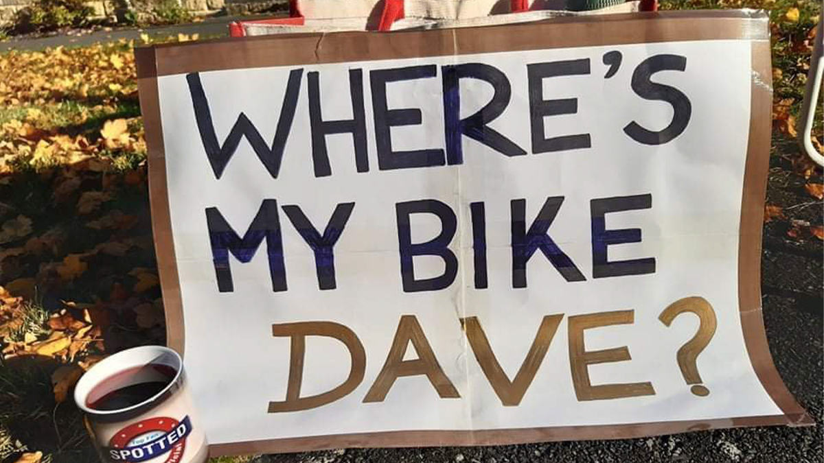 Sign asking about stolen bike