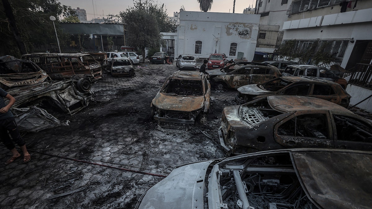 A view of damage after Al-Ahli Baptist Hospital was hit in Gaza City, Gaza on October 18, 2023.