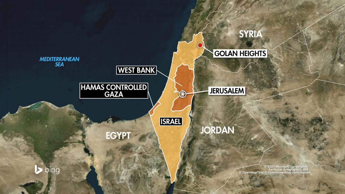 A map of Israel, Egypt and other countries