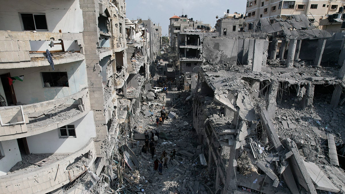 A destroyed building in Gaza