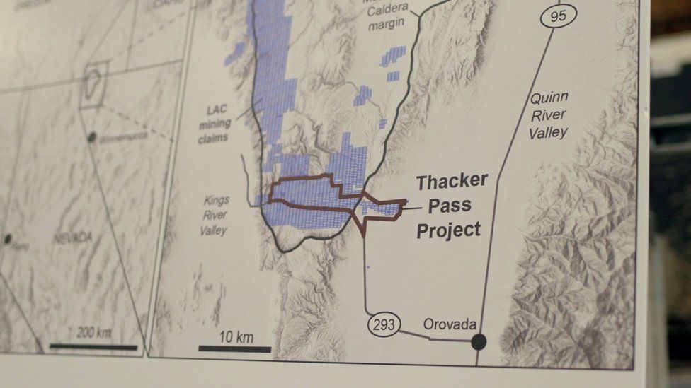 The location of the Thacker Pass Project highlighted on a map
