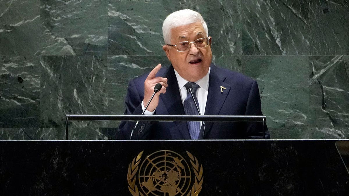 Palestinian President Mahmoud Abbas addresses the United Nations General Assembly