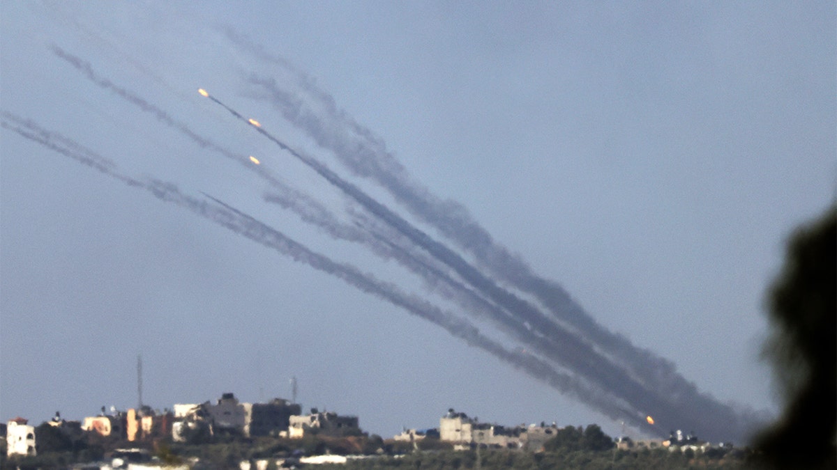 Rockets midair, launched from Gaza.