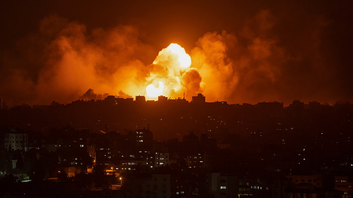 Fire and smoke from Israeli airstrike