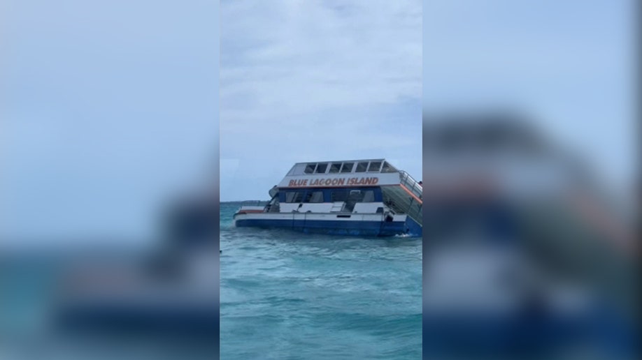 Blue Lagoon Island vessel sinking from afar