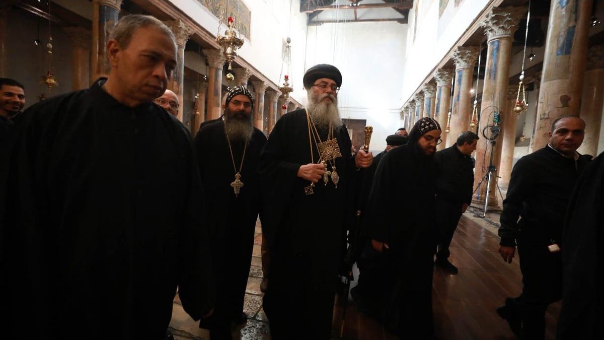 Coptic Orthodox Christians are seen in Bethlehem