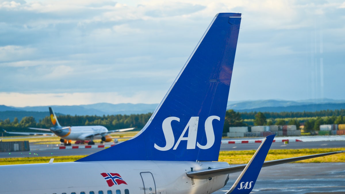 SAS plane at gate
