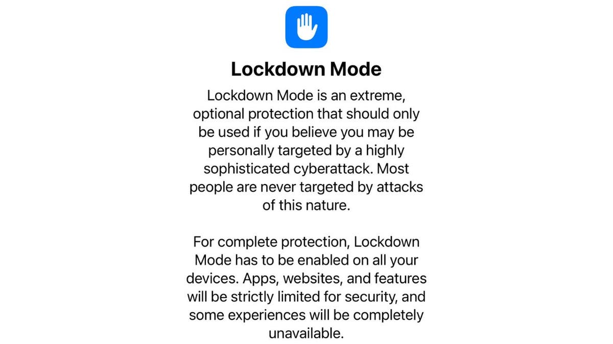 Screenshot of the Lockdown Mode screen.
