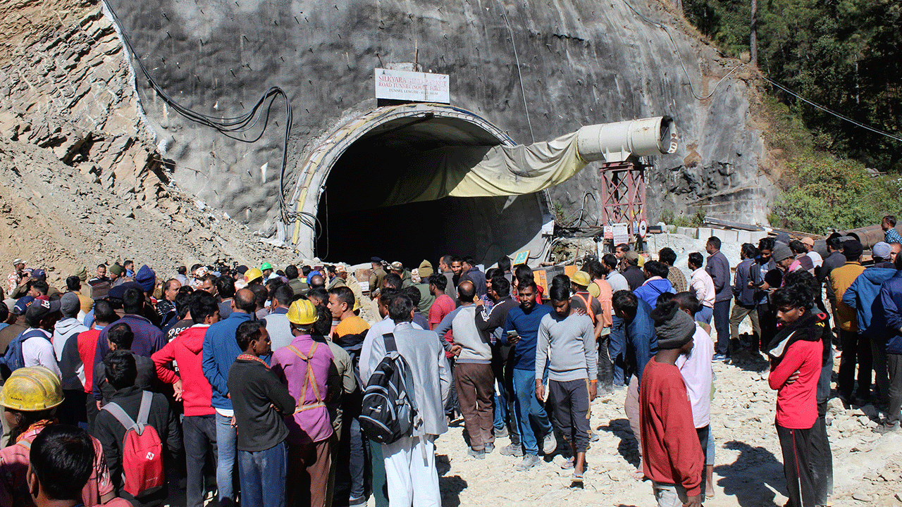 People watch rescue efforts