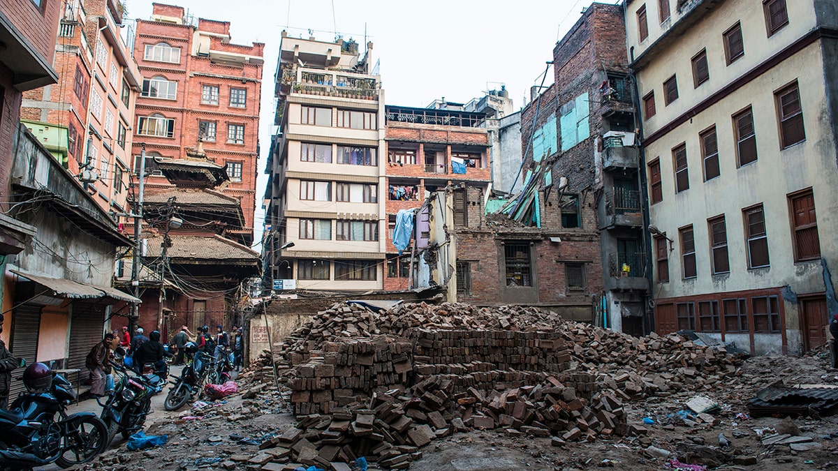 Destroyed buildings in Nepal