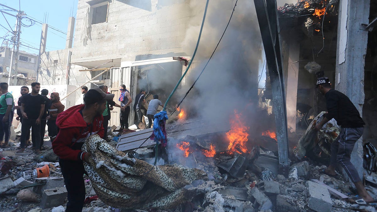 Airstrike aftermath in Rafah in the Gaza Strip