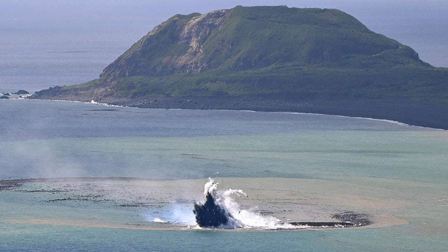 Aerial photo of explosion off Iwoto Island in Japan