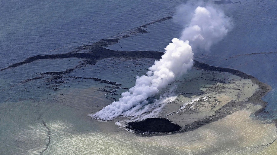 Aerial photo of explosion off Iwoto Island in Japan