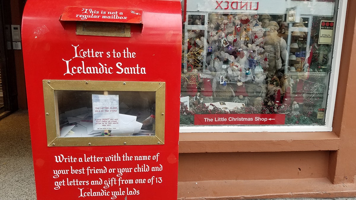 Mailbox for letters to 13 Icelandic Santas