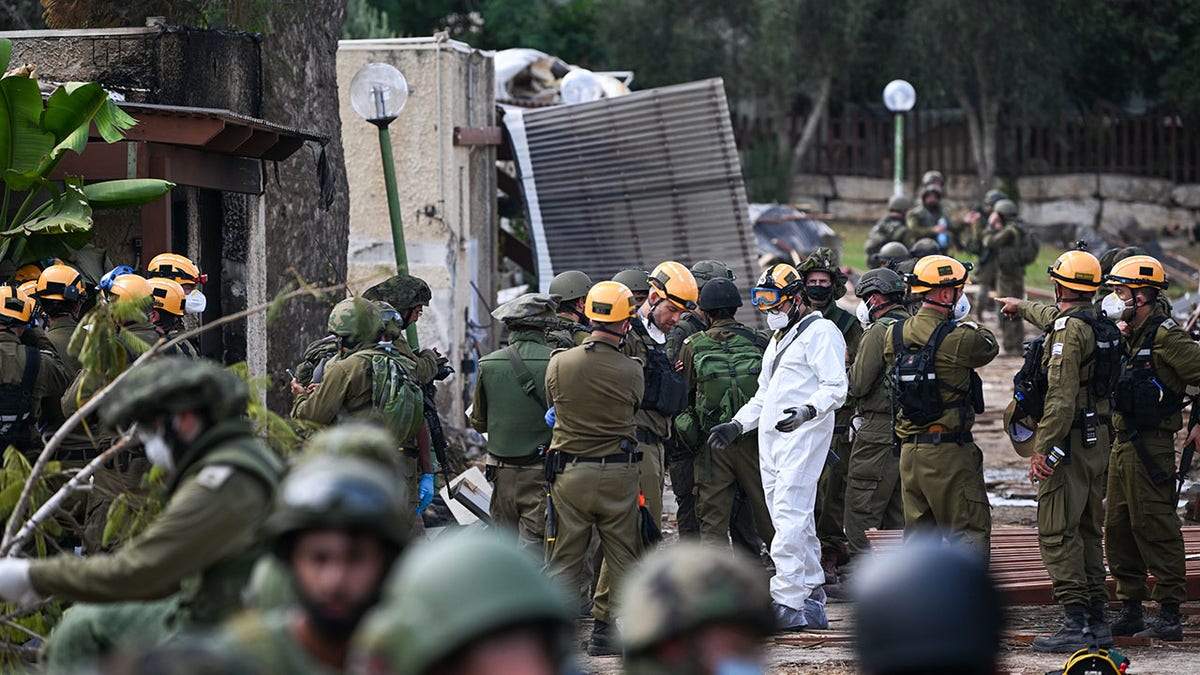 Israeli military in Kfar Aza