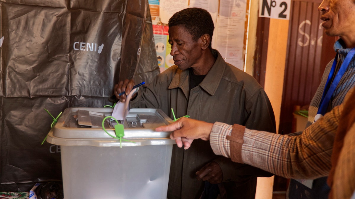 Voter casts ballot in Antananarivo, Madagascar