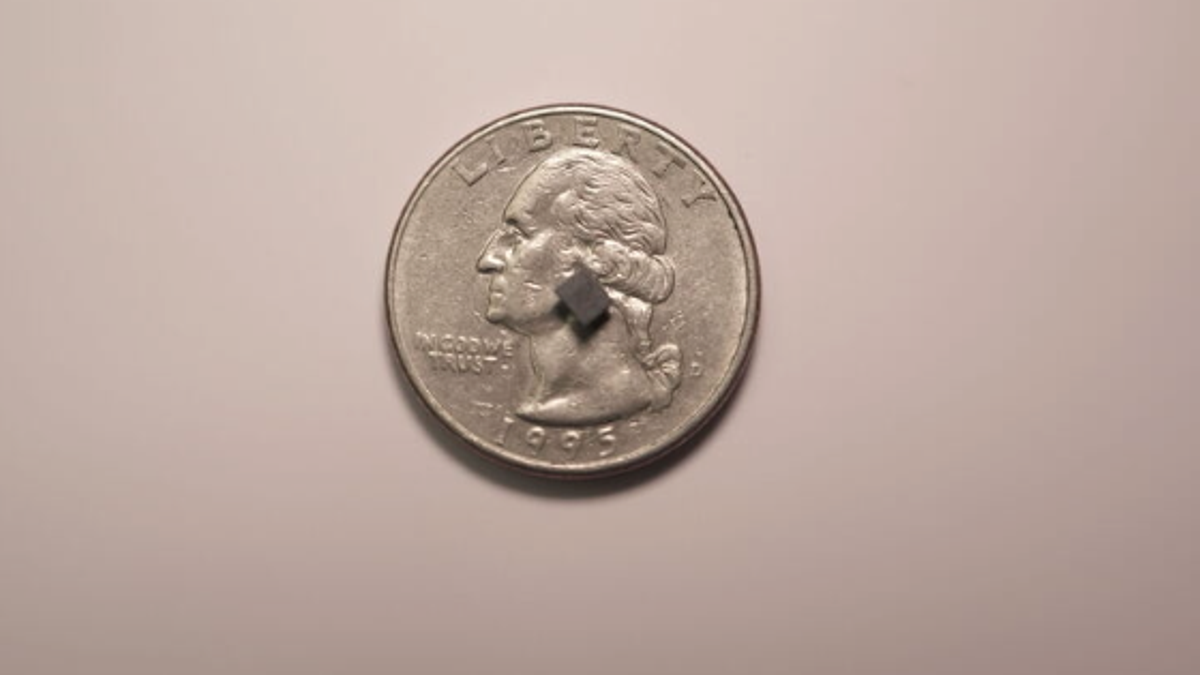 An AI chip on the surface of a U.S. quarter coin