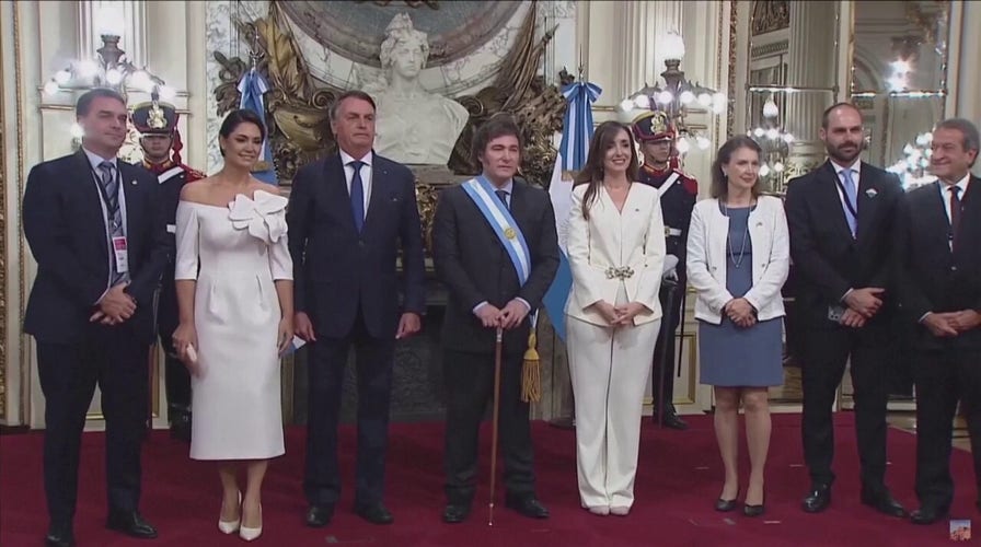Argentina President Javier Milei greets world leaders