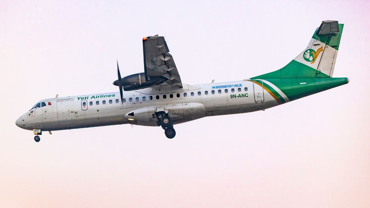 A Yeti Airlines ATR 72 propeller aircraft landing