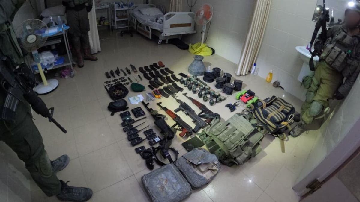 Stockpile of weapons in a Gaza hospital 