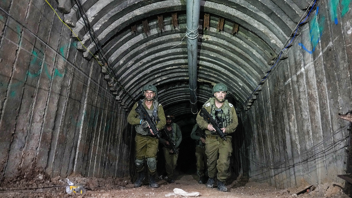 Israeli soldiers in Hamas tunnel