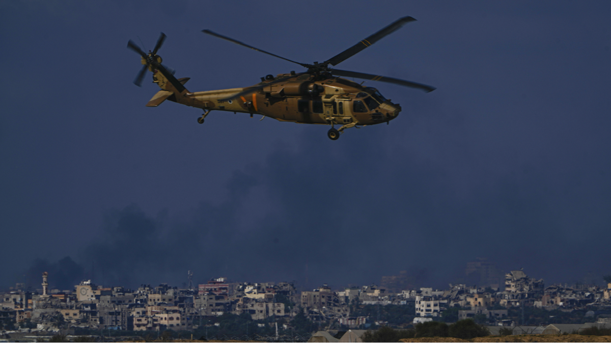 Israel military helicopter flies near Gaza Strip