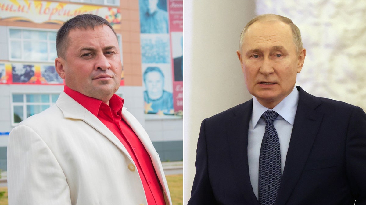 Vladimir Egorov, left and Russian President Vladimir Putin, right