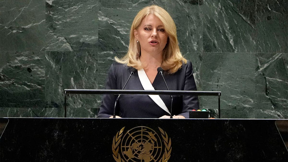 Slovakias President Zuzana Caputova speaks at U.N. General Assembly