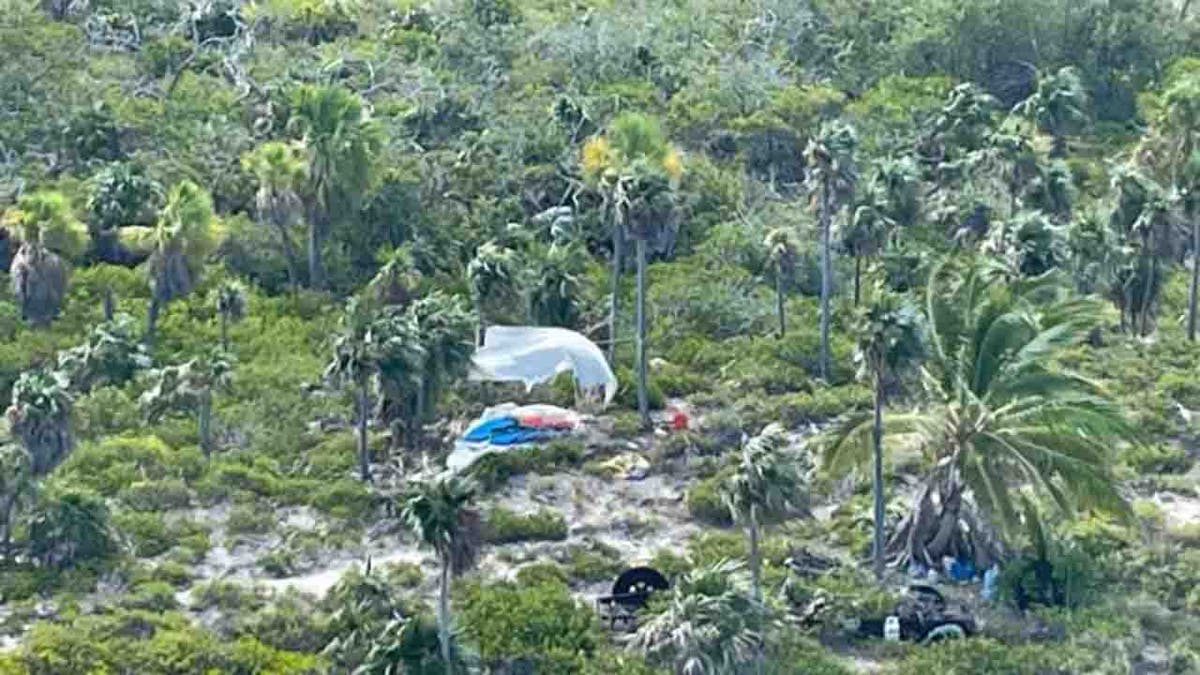 makeshift camp on island