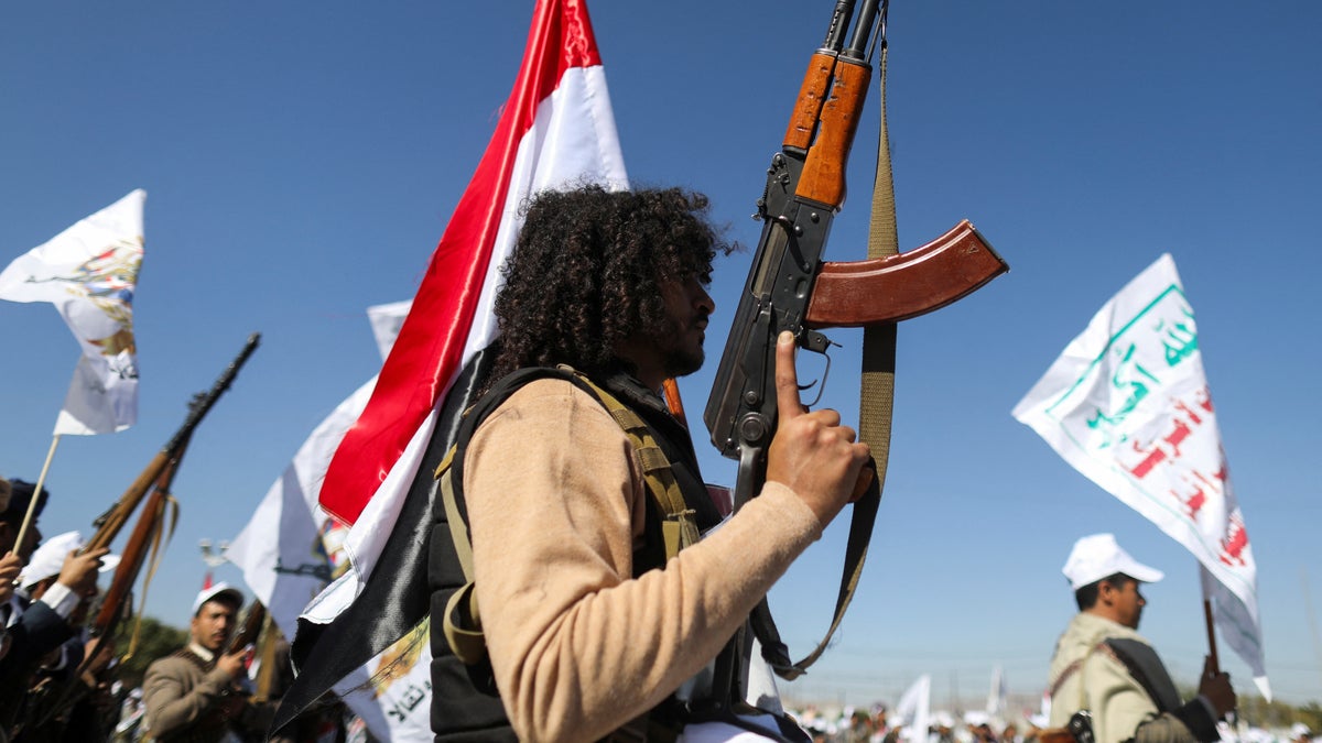 Newly recruited fighters who joined a Houthi military force