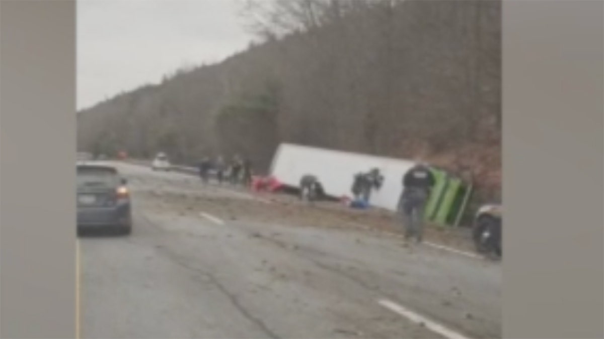 Bus rolled over on highway