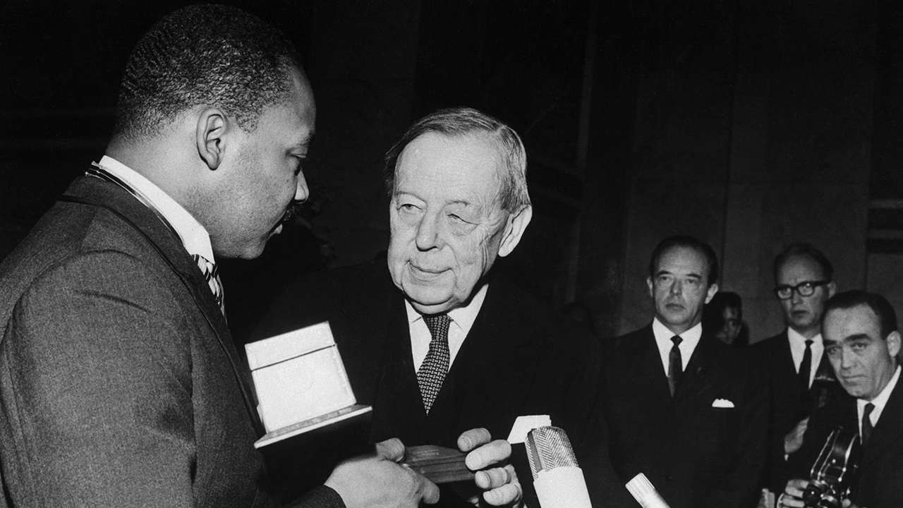 Martin Luther King Jr. receiving the Nobel Peace Prize