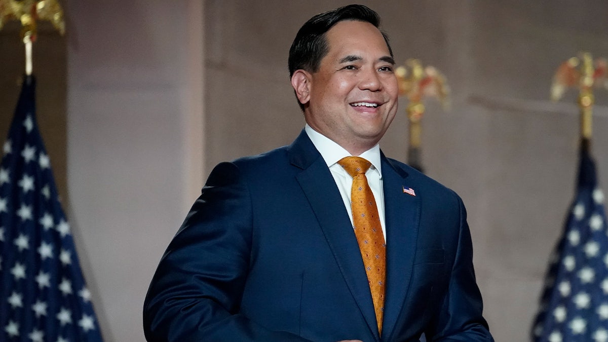 Attorney General of Utah Sean Reyes arrives onstage to pre-record his address to the Republican National Convention at the Mellon Auditorium on August 27, 2020 in Washington, DC.