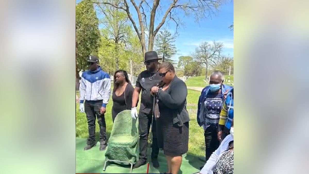 Crystal Jones at her father's funeral