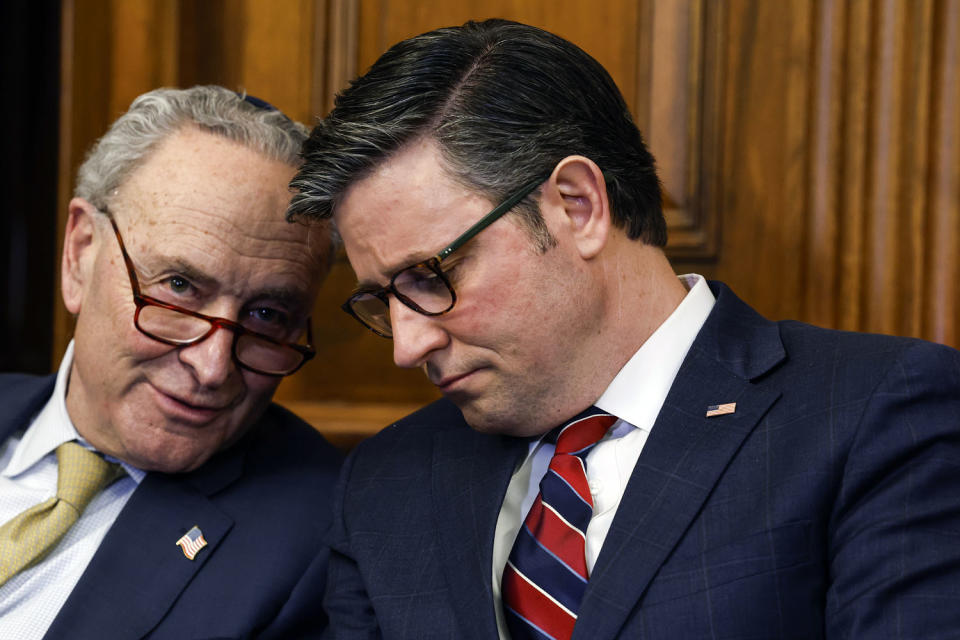 U.S. Senate Majority Leader Chuck Schumer and U.S. Speaker of the House Mike Johnson (Anna Moneymaker / Getty Images)