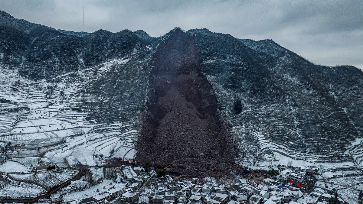 Aerial photo of China landslide aftermath