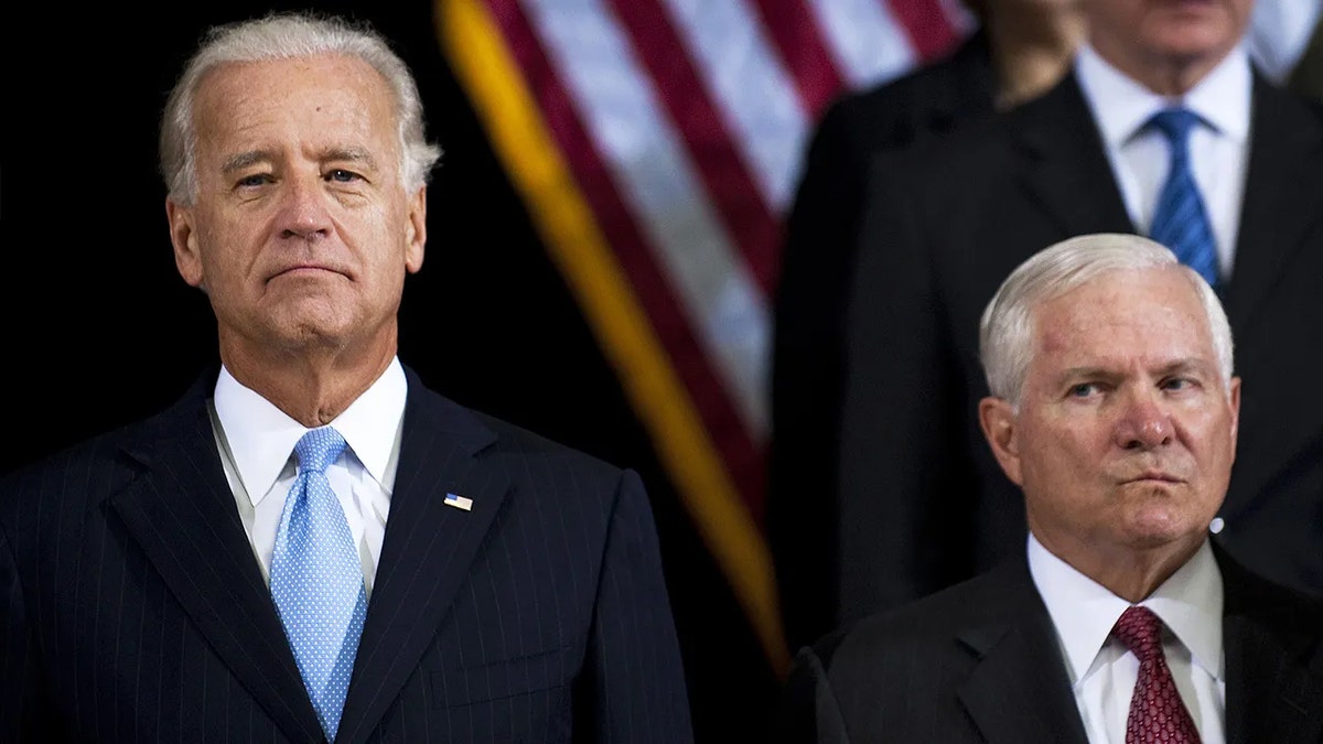 President Joe Biden, left, and former Obama Defense Secretary Robert Gates, right.
