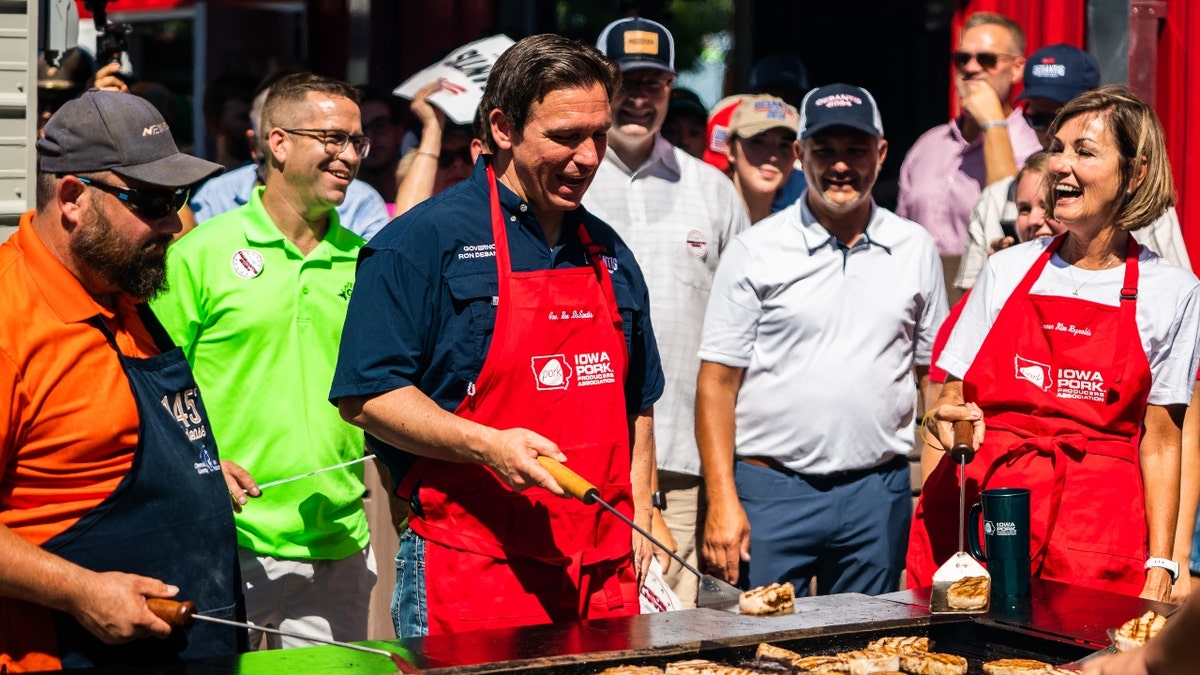 Governor of Florida Ron DeSantis flips pork chops