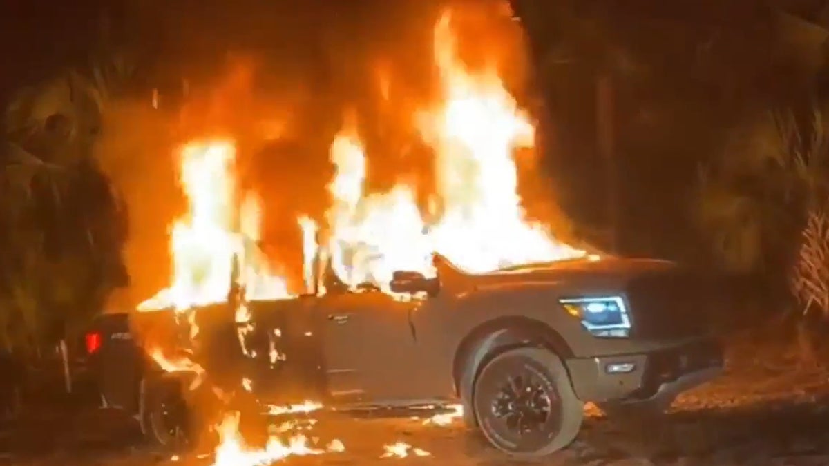 Amber Renee Estep's husband's burning truck