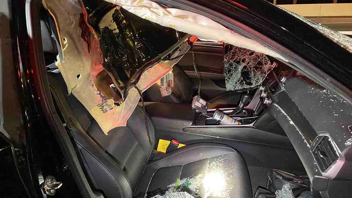 damaged interior of car