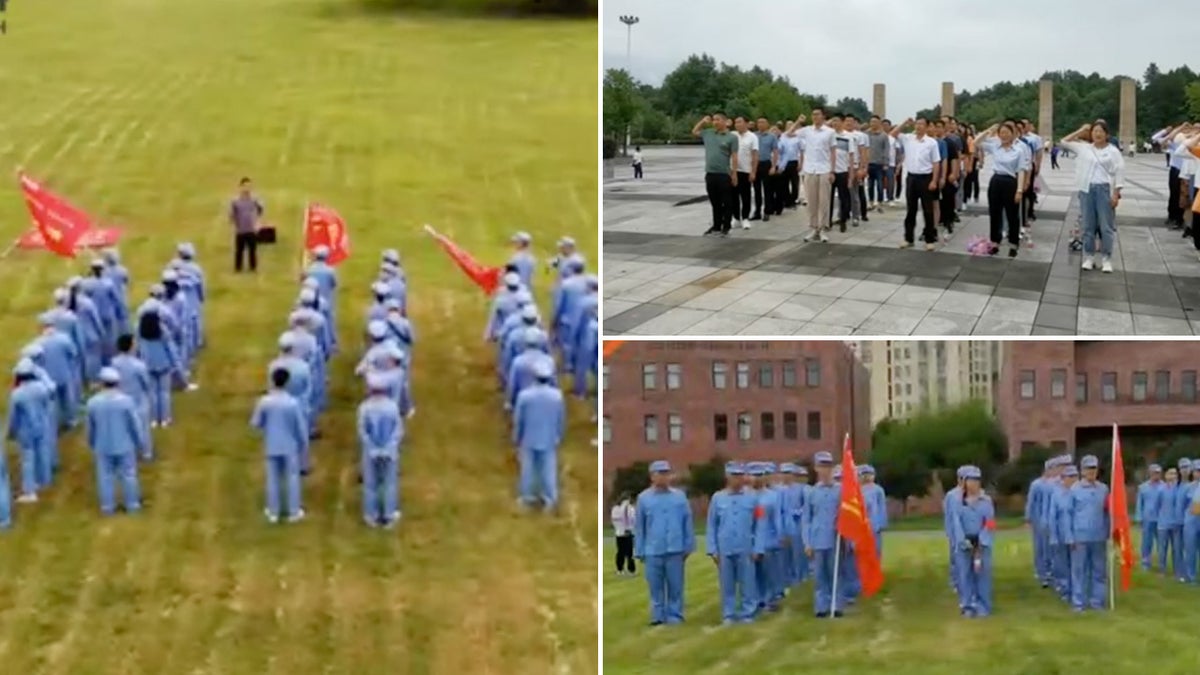 Images from a video published on Gotion high-Tech's website. The video shows the company hosted various Chinese Communist Party allegiance events for employees.