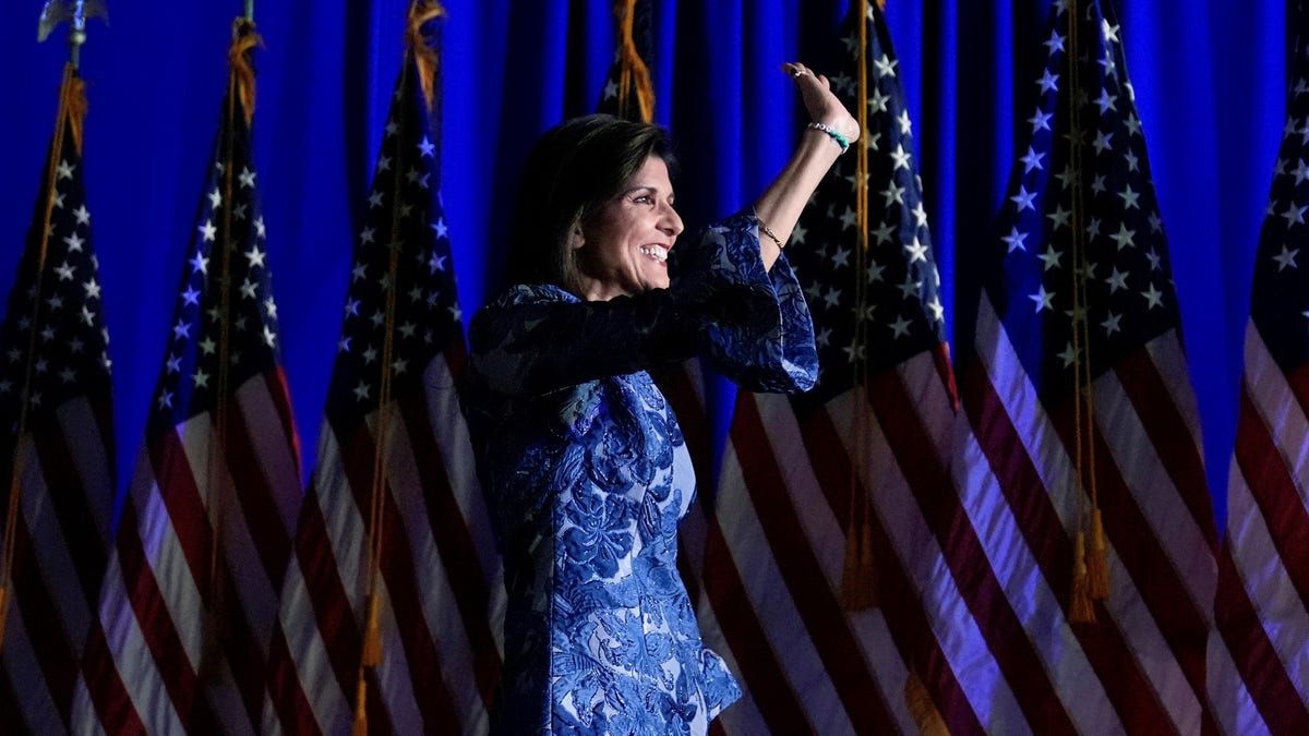 Nikki Haley speaks to supporters on primary night in New Hampshire