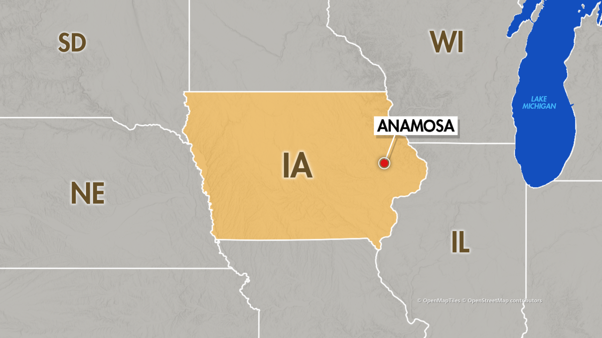 Map shows Anamosa, Iowa