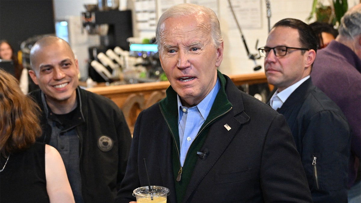 President Joe Biden at a coffee shop