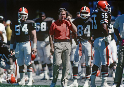 Cleveland Browns coach Bill Belichick directs play against the Dallas Cowbos September 1, 1991 in Cleveland. (AP Photo / Al Messerschmidt)