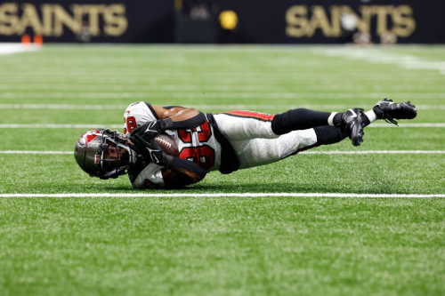 Tampa Bay Buccaneers wide receiver Deven Thompkins makes a catch for a touchdown in the second half of the Buccaneers' win 26-9 against the New Orleans Saints.